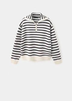 Striped sweater with perkins neck — Chocolate 5