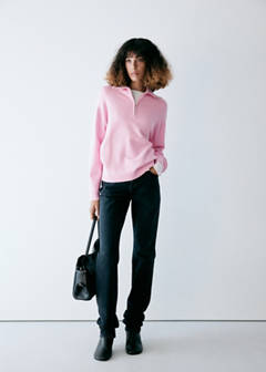 Striped sweater with perkins neck — Light Pink 2