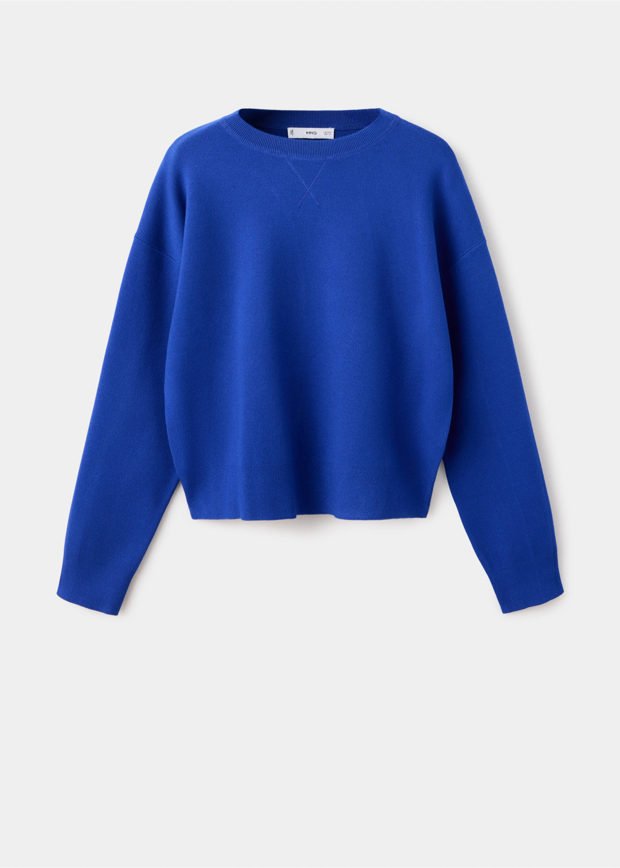 Round-neck knitted sweater - Article without model, Vibrant blue. Ref: 37007785-00.