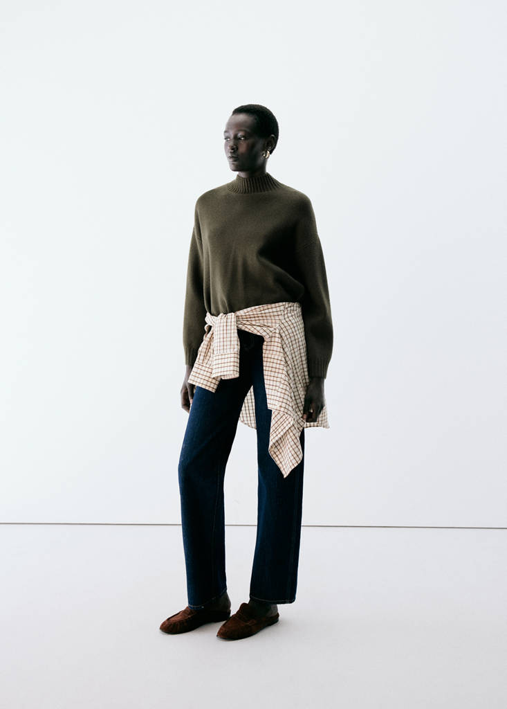 Sweter dzianinowy z kominem antracytowy - Kobieta - XXL - MANGO