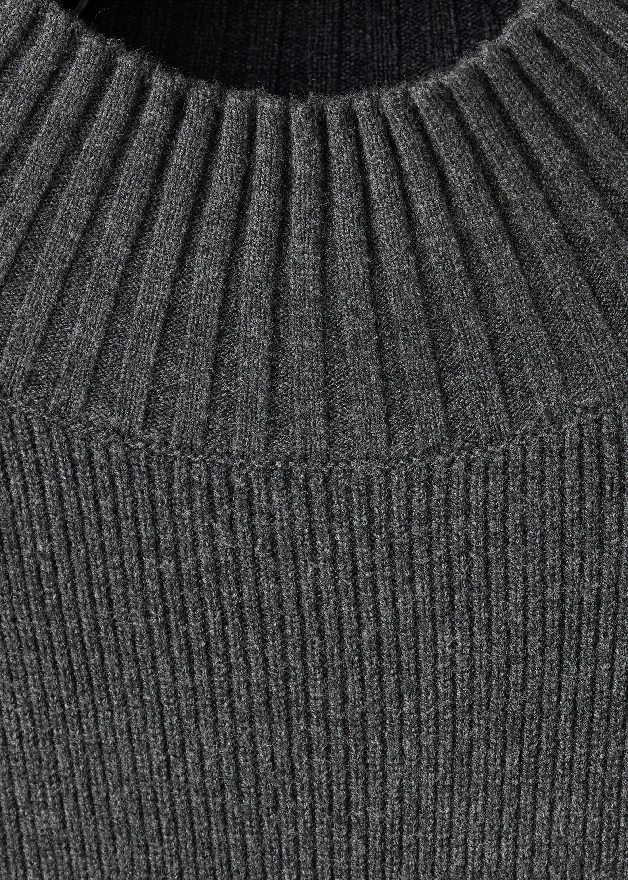 Dark grey knitted jersey with a ribbed round neckline., Charcoal. Ref: 37007786-00.