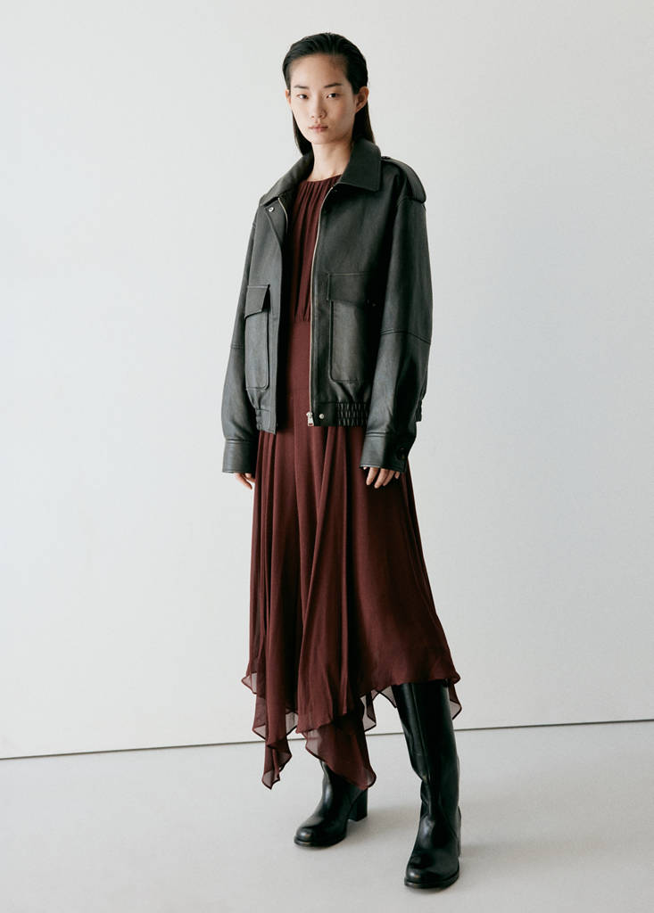 Asymmetric-hem chiffon dress thumbnail 2