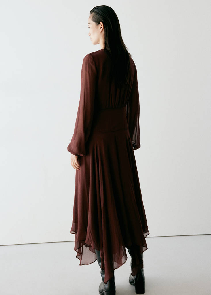 Asymmetric-hem chiffon dress thumbnail 3