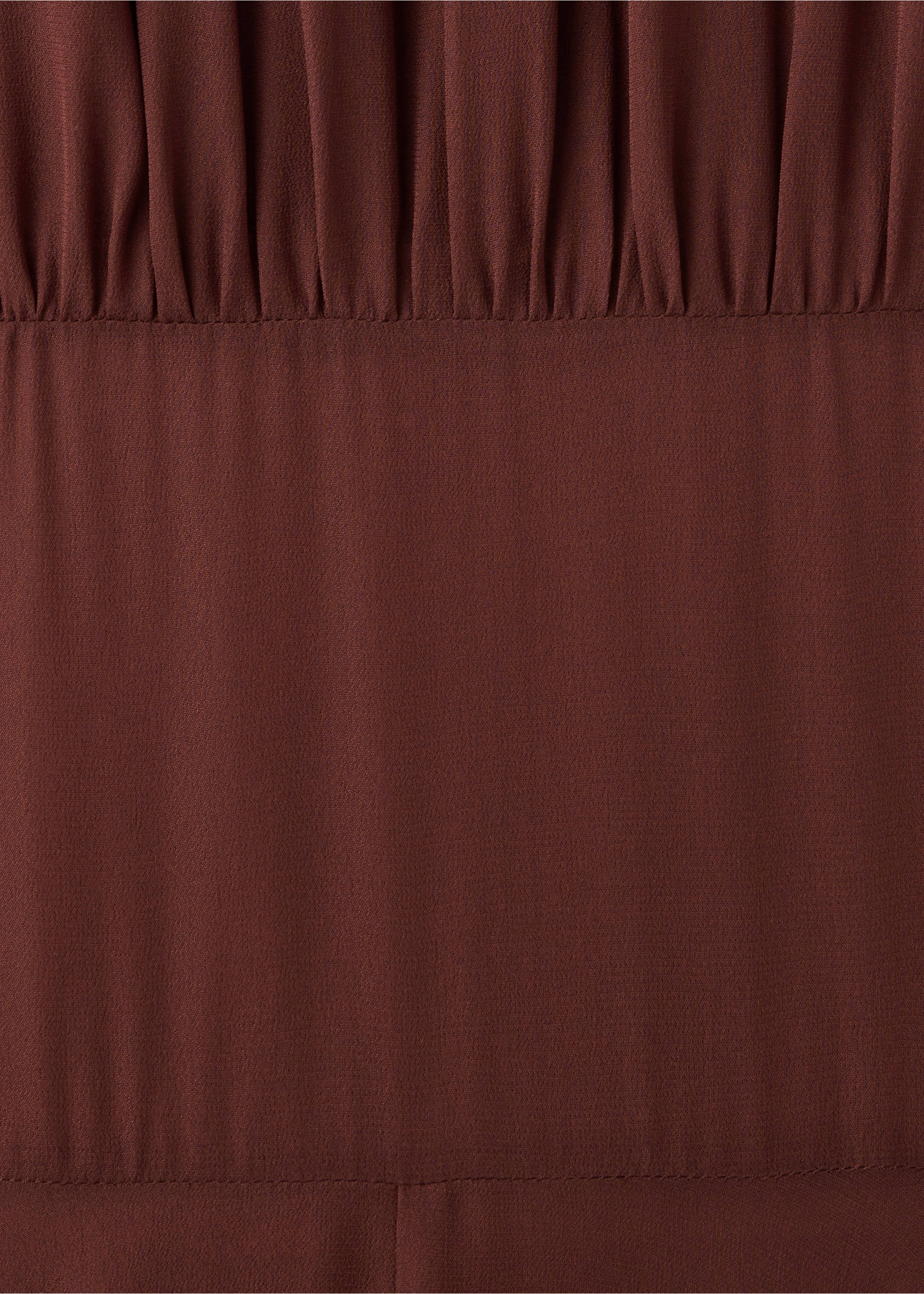 Brown dress detail showing gathered bodice and waist seam., Cherry. Ref: 37007787-00.