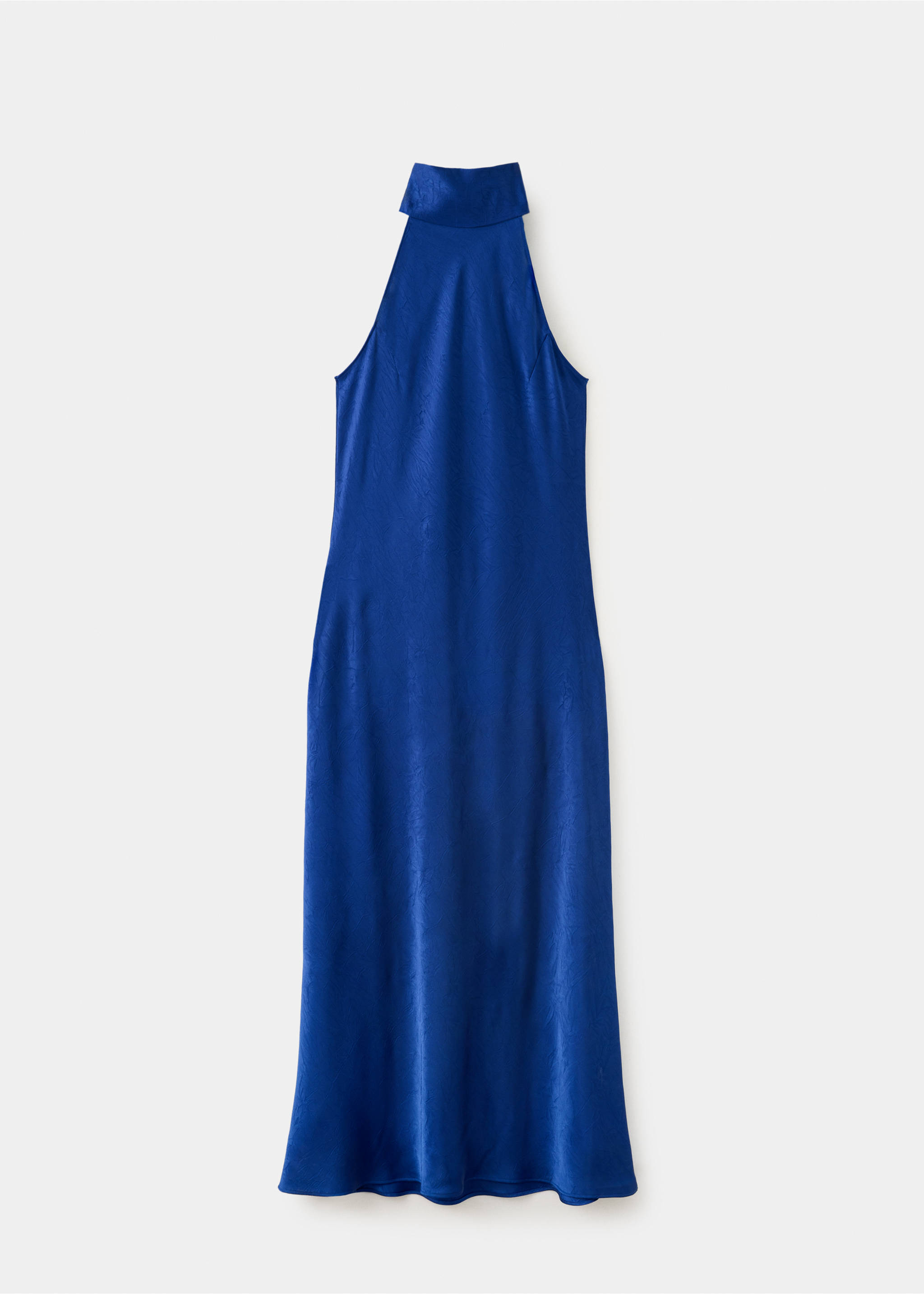 Satin halter neck dress - Article without model, Blue. Ref: 37007788-00.