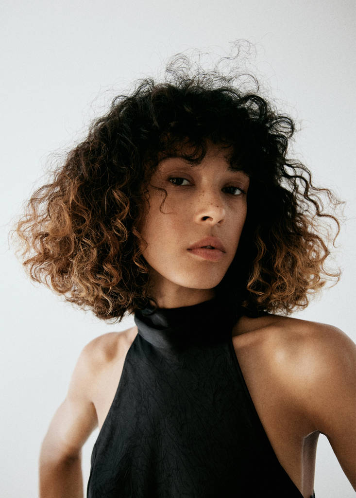 Satin halter neck dress — Black