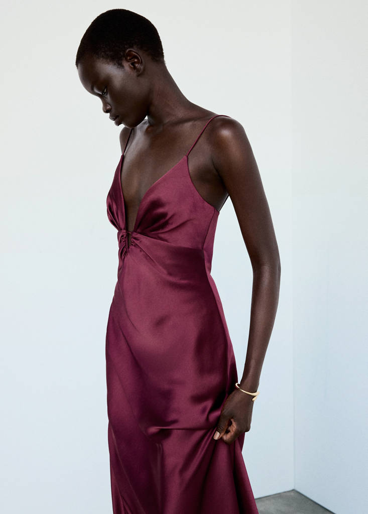 V-Neck Satin Dress