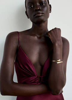 V-neck satin dress — Maroon 4
