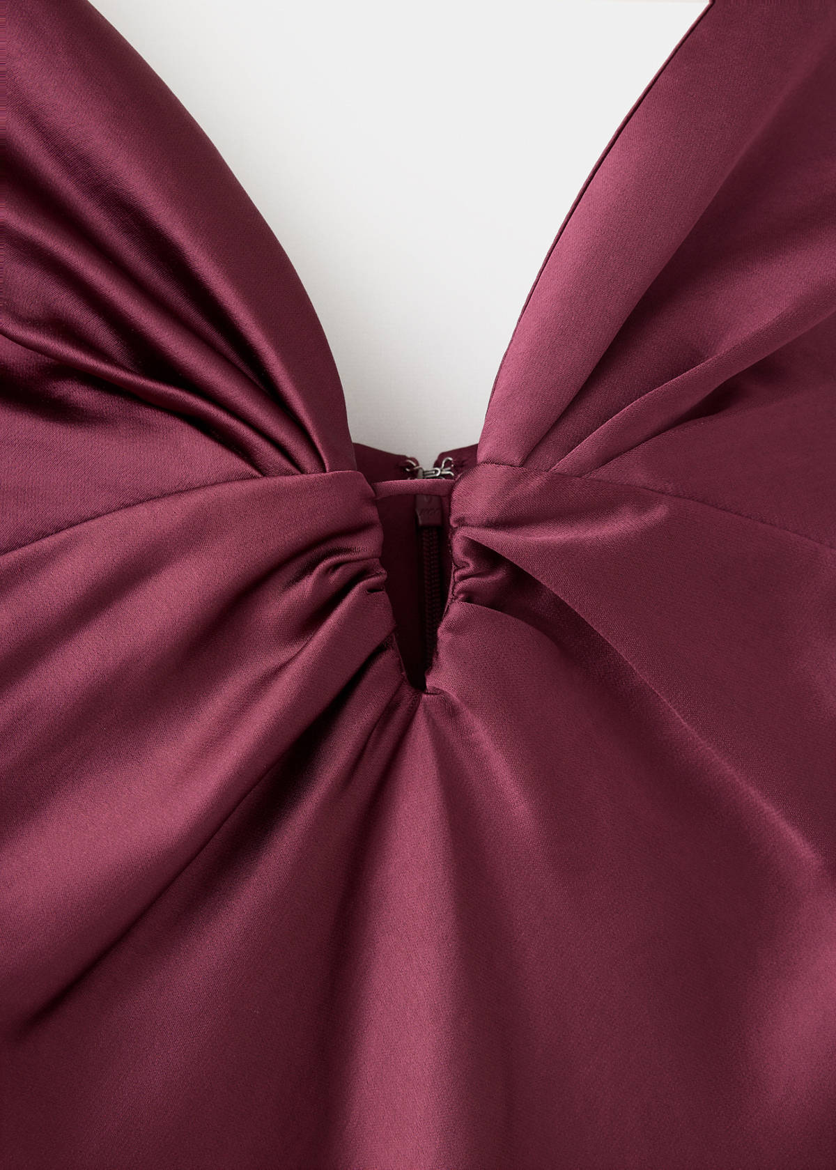 V-neck satin dress — Maroon