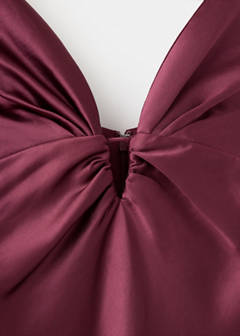 V-neck satin dress — Maroon 7