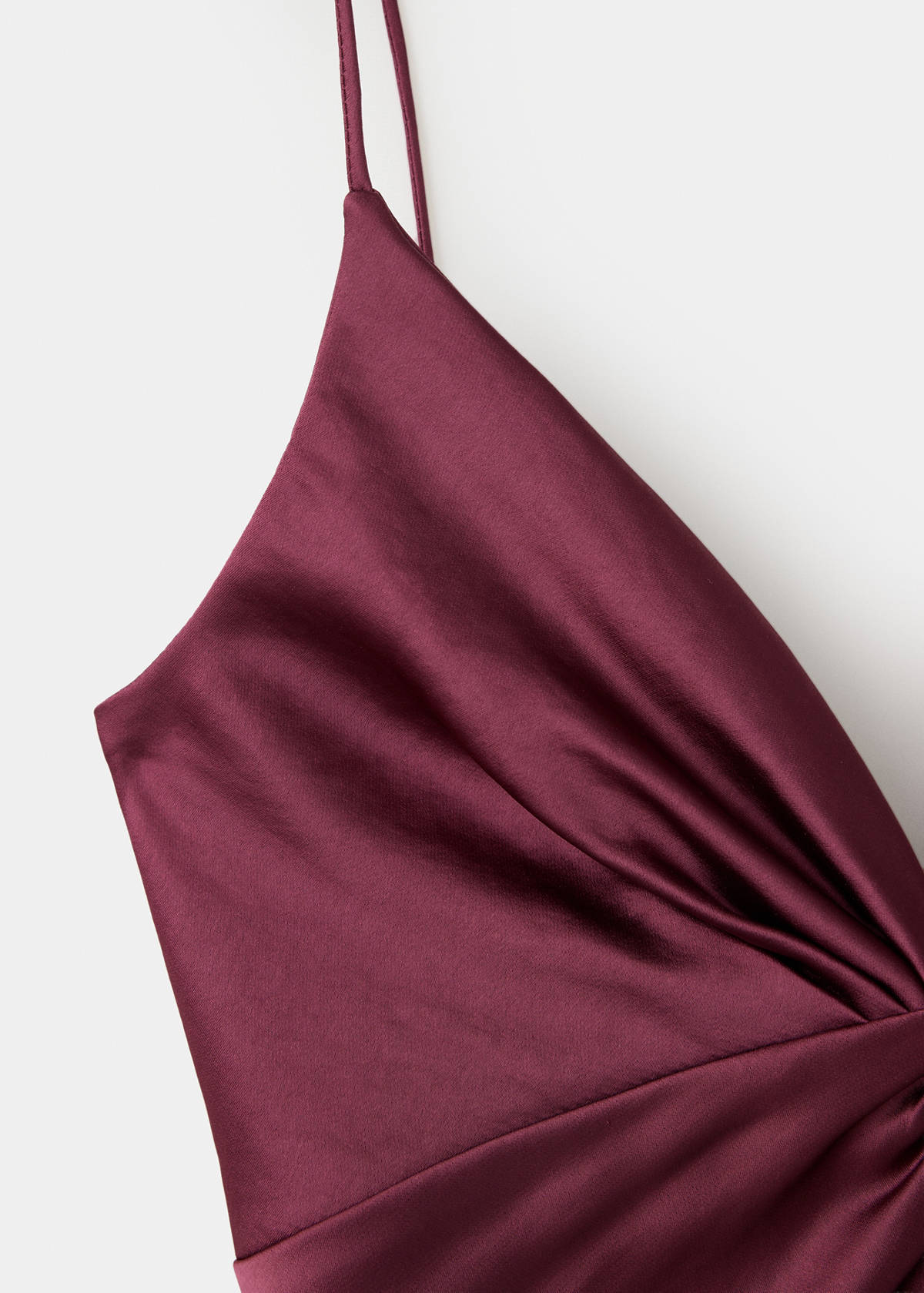 V-neck satin dress — Maroon