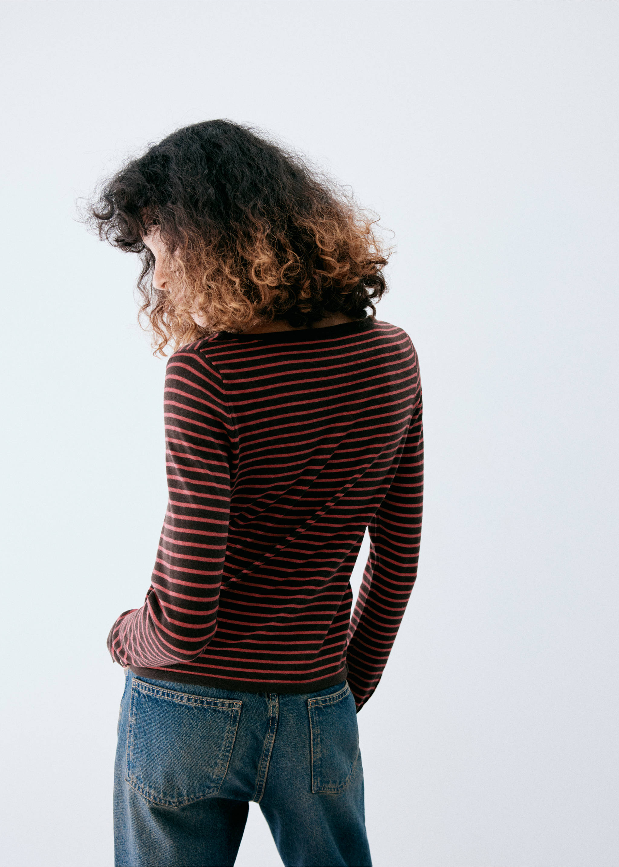 Knit striped sweater - Reverse of the article, Red. Ref: 37007795-00.