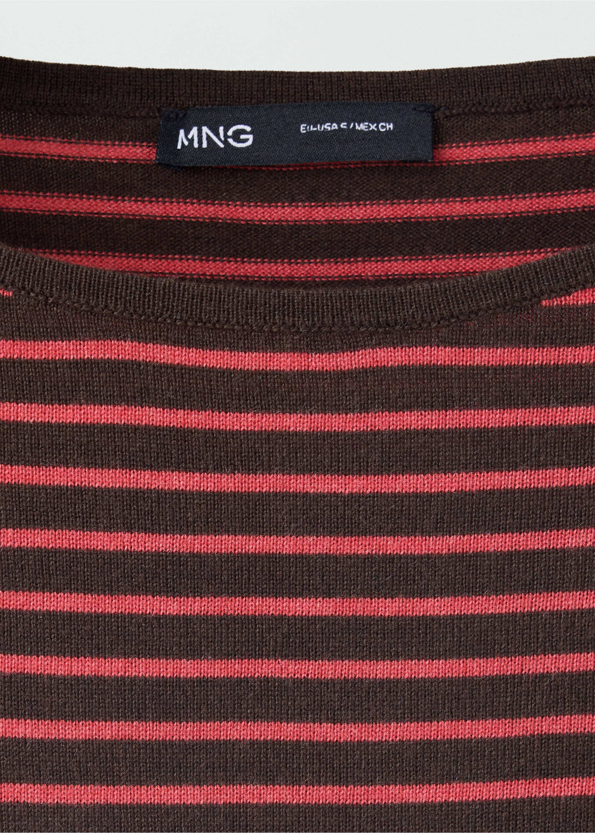 Knit striped sweater - Details of the article 8, Red. Ref: 37007795-00.