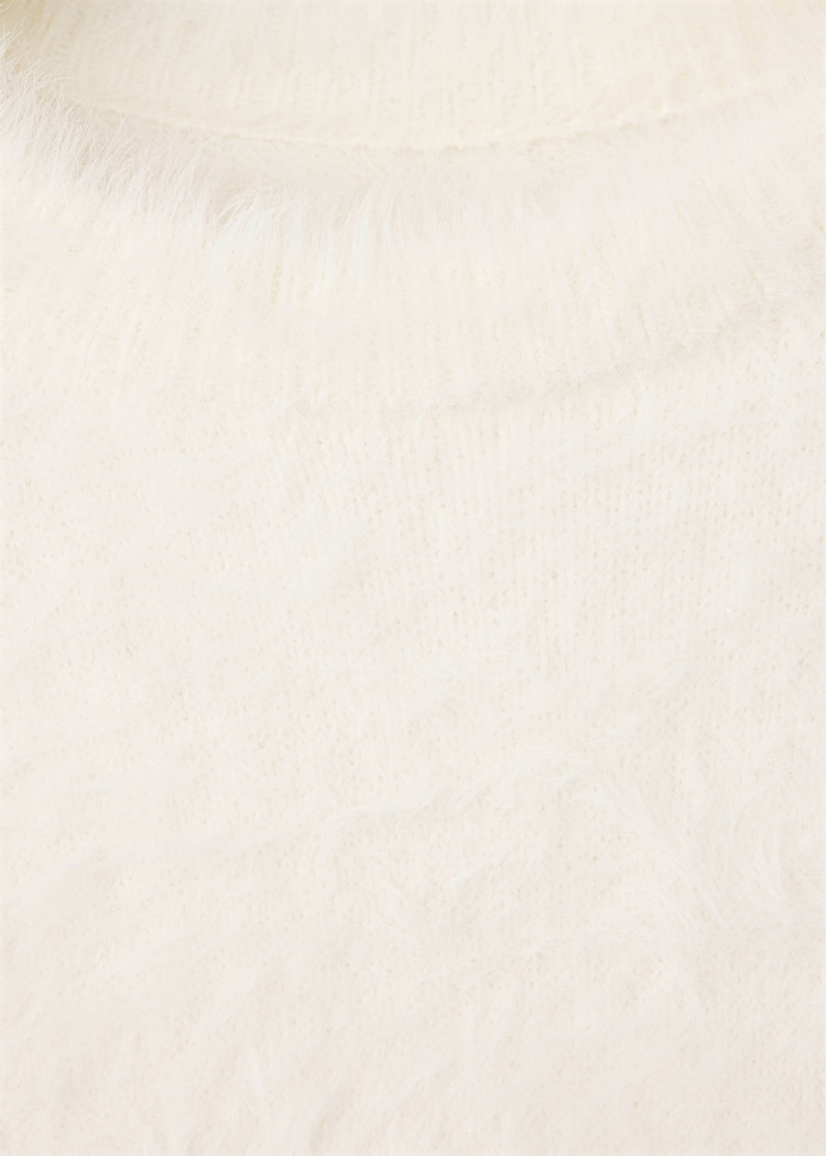 Faux fur jumper with a crew neck — Ecru