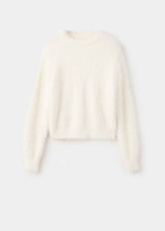 Faux fur jumper with a crew neck — Ecru 6