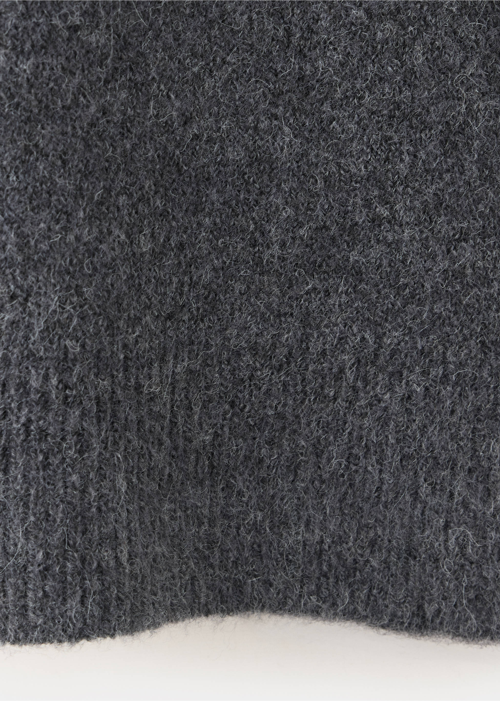 Close-up of the fuzzy dark grey knit texture of a jumper., Charcoal. Ref: 37007806-00.