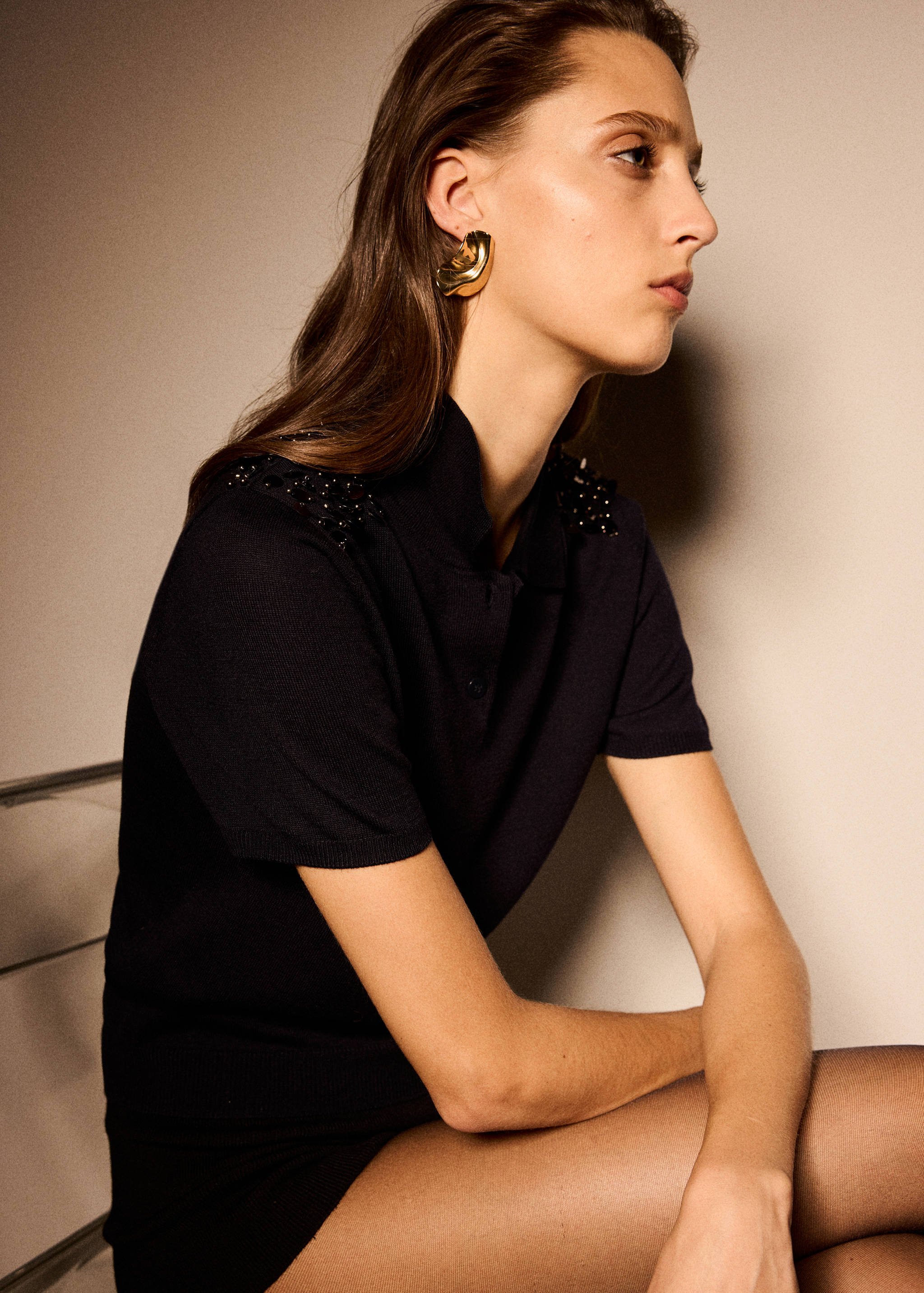 Sequin polo neck jumper - Medium plane