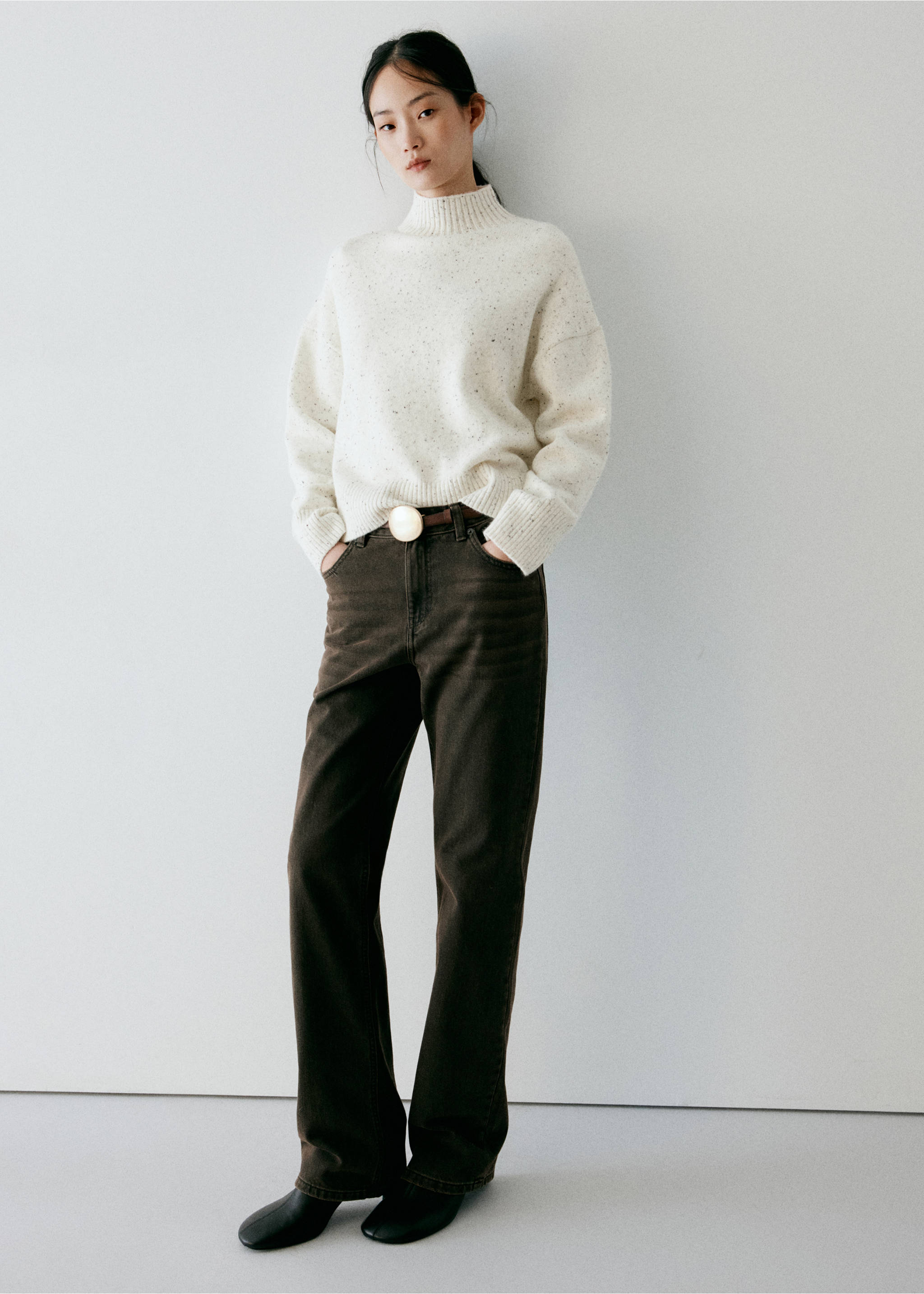 Marl high-neck jumper - General plane, Ecru. Ref: 37007812-00.