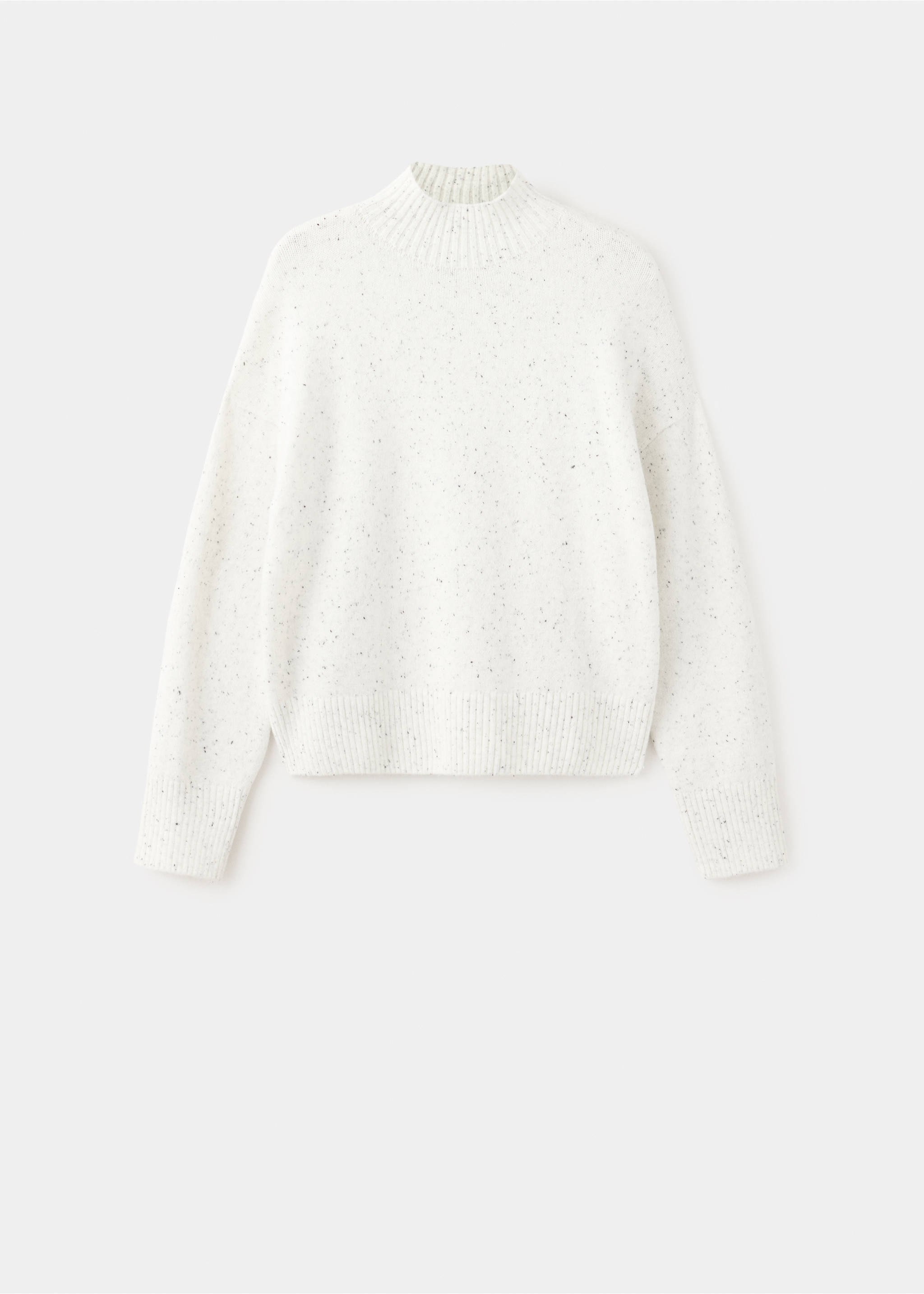Speckled white jersey sweater with a high ribbed mock neck., Ecru. Ref: 37007812-00.