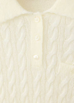 Cable-knit polo-neck jumper — Vanilla 6