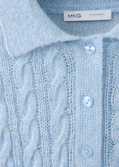 Cable-knit polo-neck jumper — Sky Blue 6