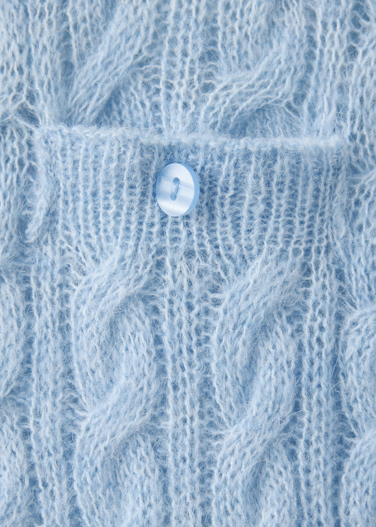Cable-knit polo-neck jumper — Sky Blue