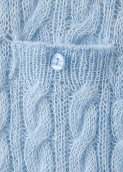 Cable-knit polo-neck jumper — Sky Blue 7