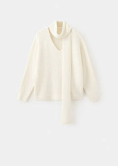 V-neck sweater with scarf — Ecru 5