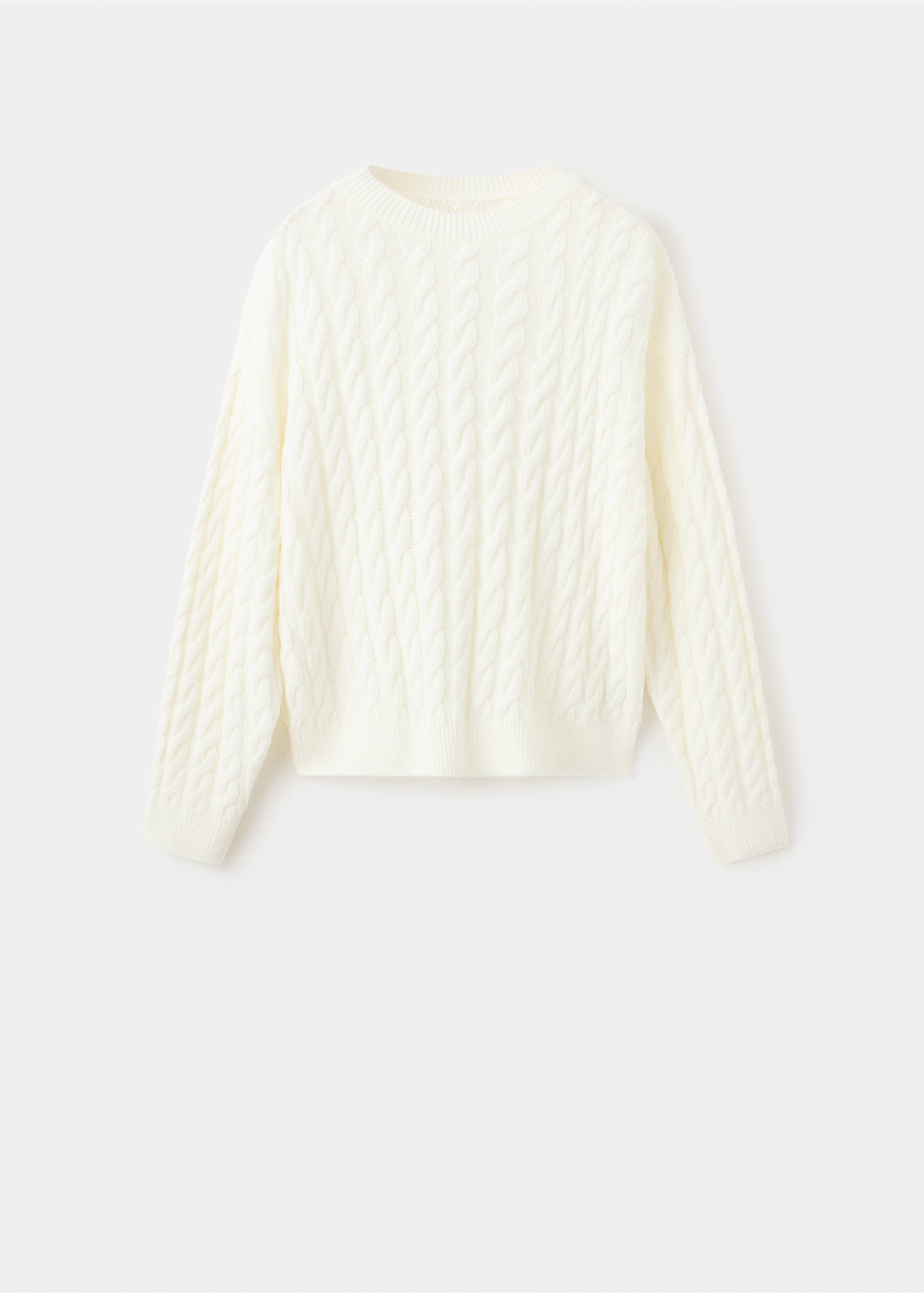 Off-white cable-knit jumper with crew neck and ribbed trims., Ecru. Ref: 37007825-00.