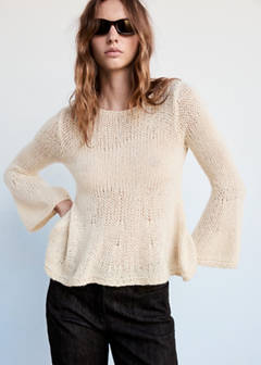 Peplum knit jumper — Ecru 1