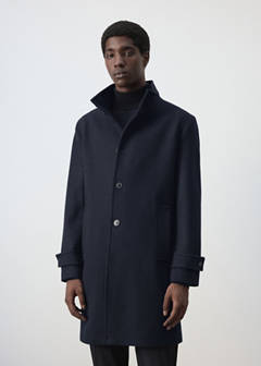 Wool funnel neck coat — Night Blue 1