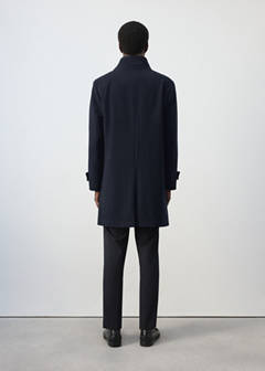 Wool funnel neck coat — Night Blue 3