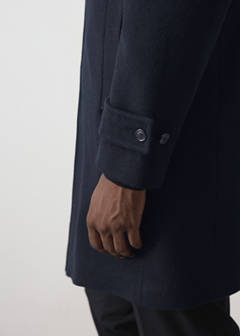 Wool funnel neck coat — Night Blue 6