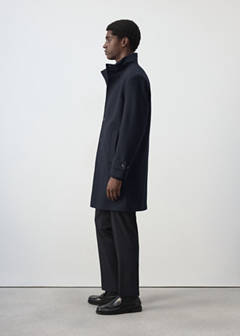 Wool funnel neck coat — Night Blue 5