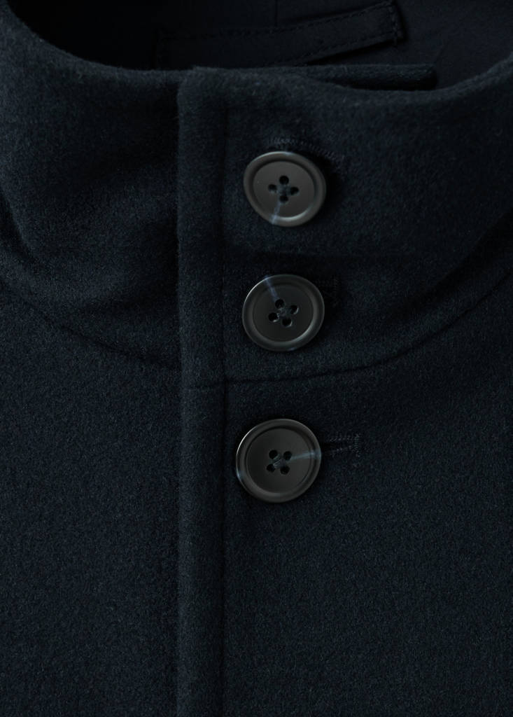 Wool funnel neck coat — Night Blue