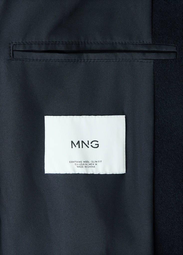 Wool funnel neck coat — Night Blue