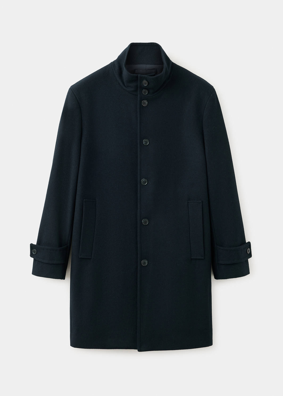 Wool funnel neck coat — Night Blue