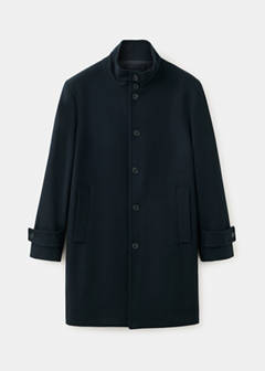 Wool funnel neck coat — Night Blue 7