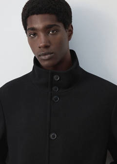 Wool funnel neck coat — Black 4