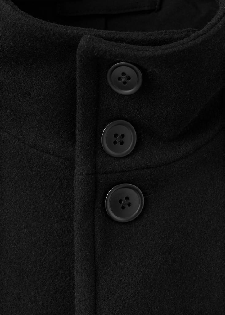 Wool funnel neck coat — Black