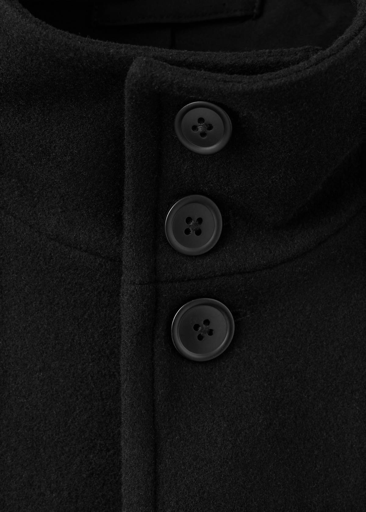 Wool funnel neck coat — Black