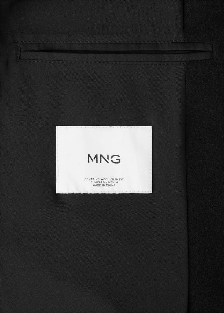 Wool funnel neck coat — Black