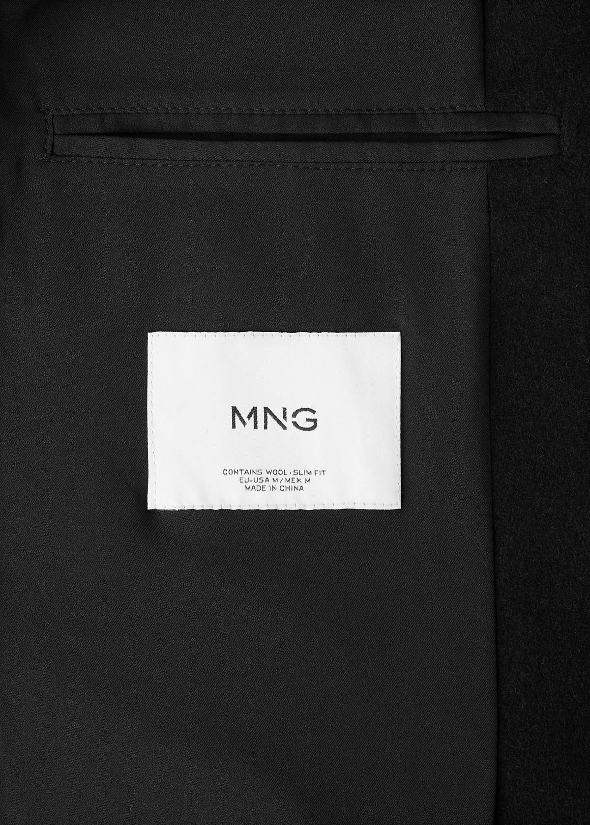Wool funnel neck coat — Black