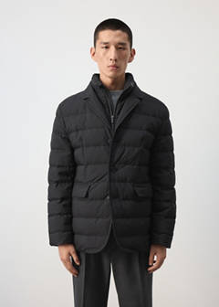 Water-repellent padded anorak — Black 1