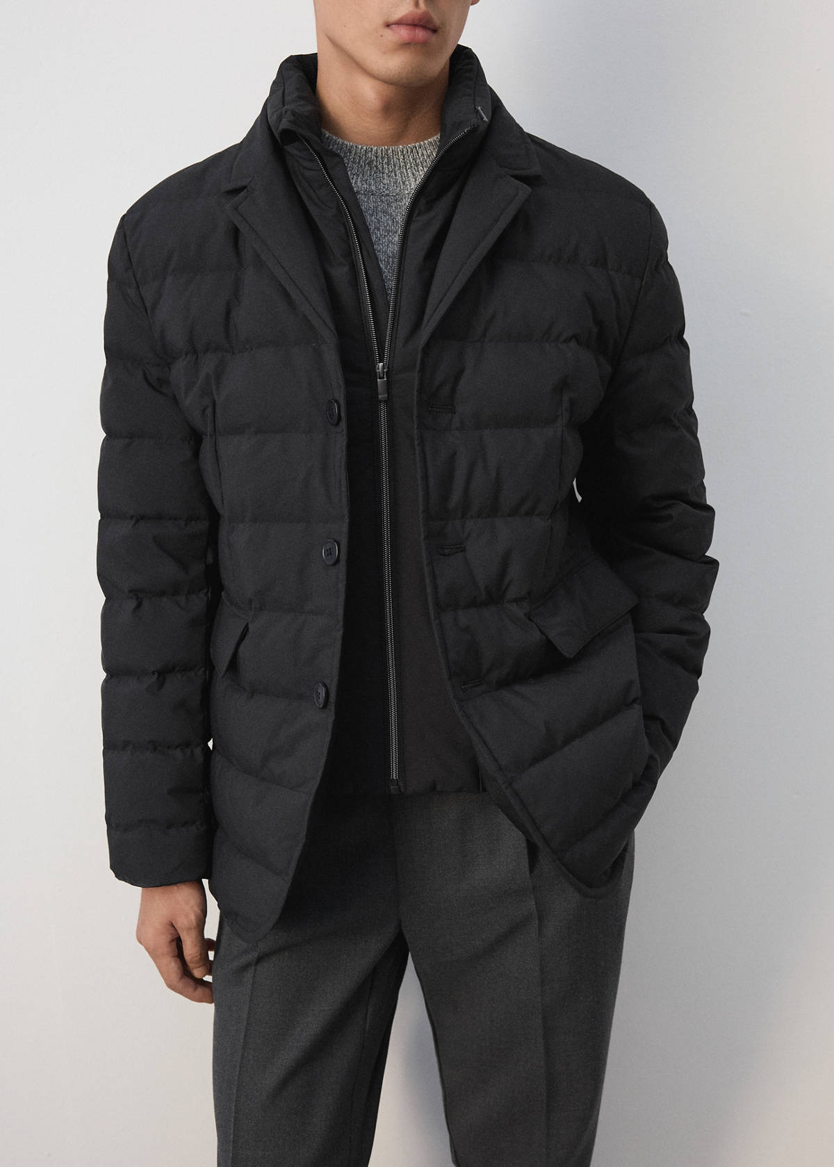 Water-repellent padded anorak — Black
