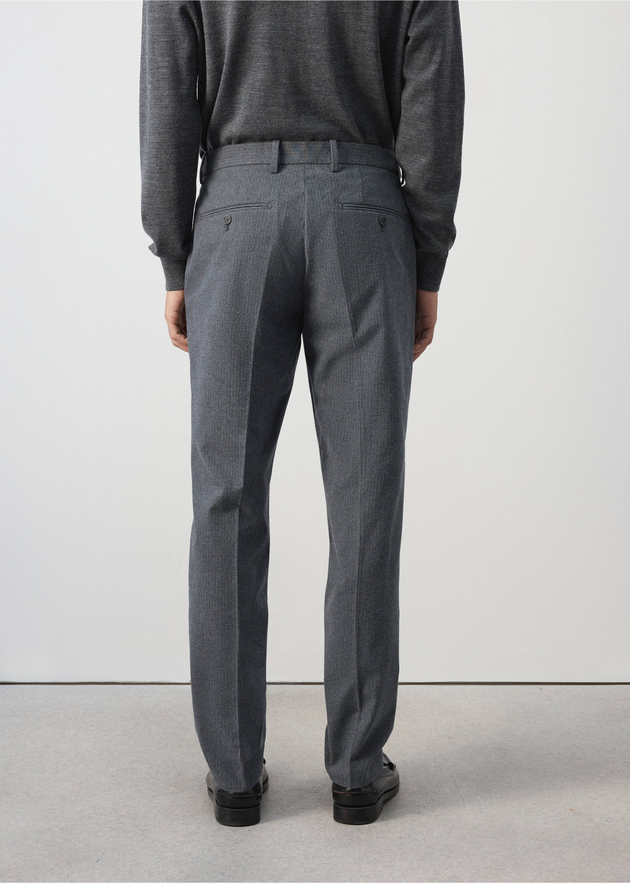 Pantalon flanelle regular-fit - Verso de l’article, Gris chiné clair. Ref: 37007887-00.
