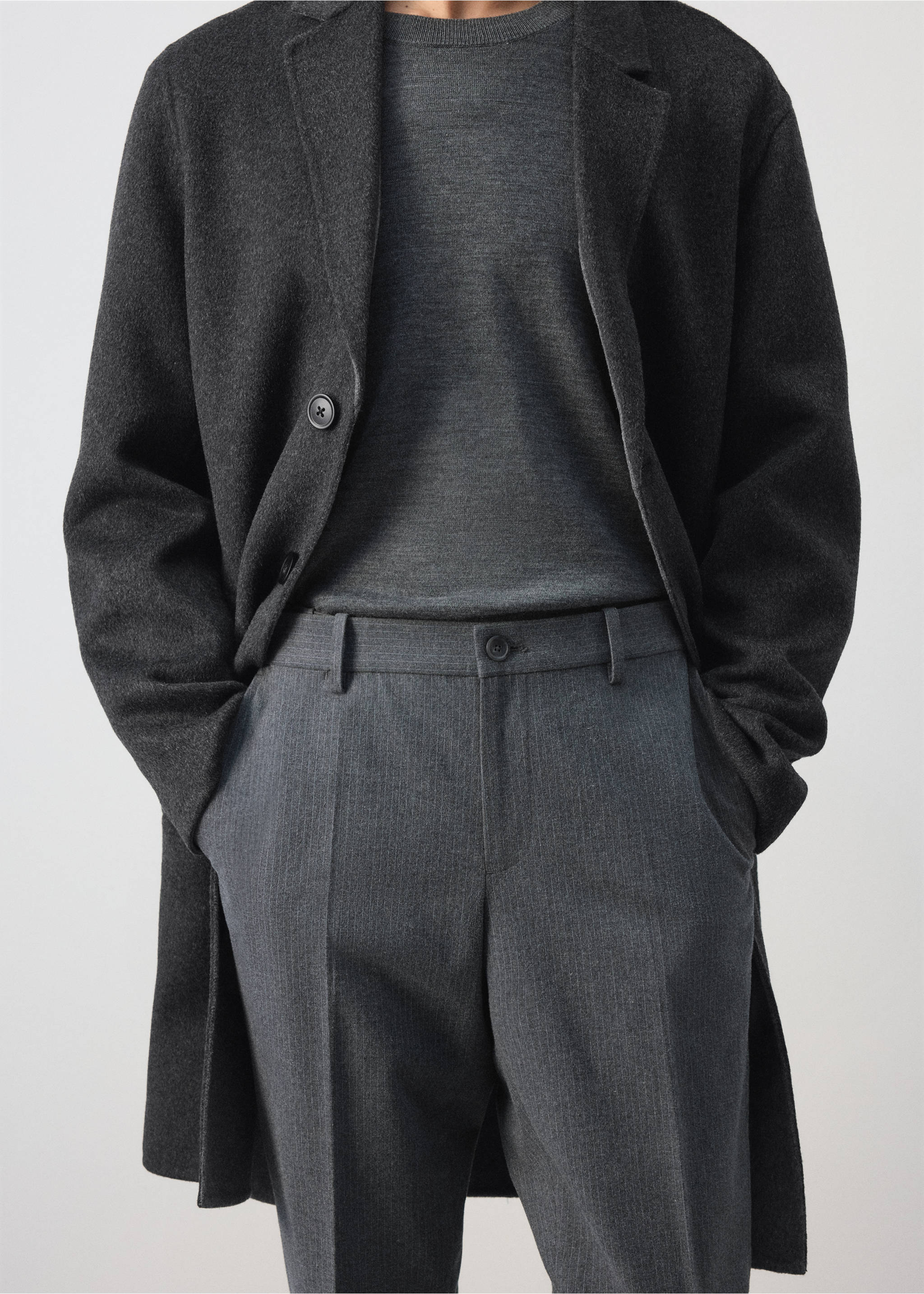 Pantalon flanelle regular-fit - Détail de l'article 1, Gris chiné clair. Ref: 37007887-00.
