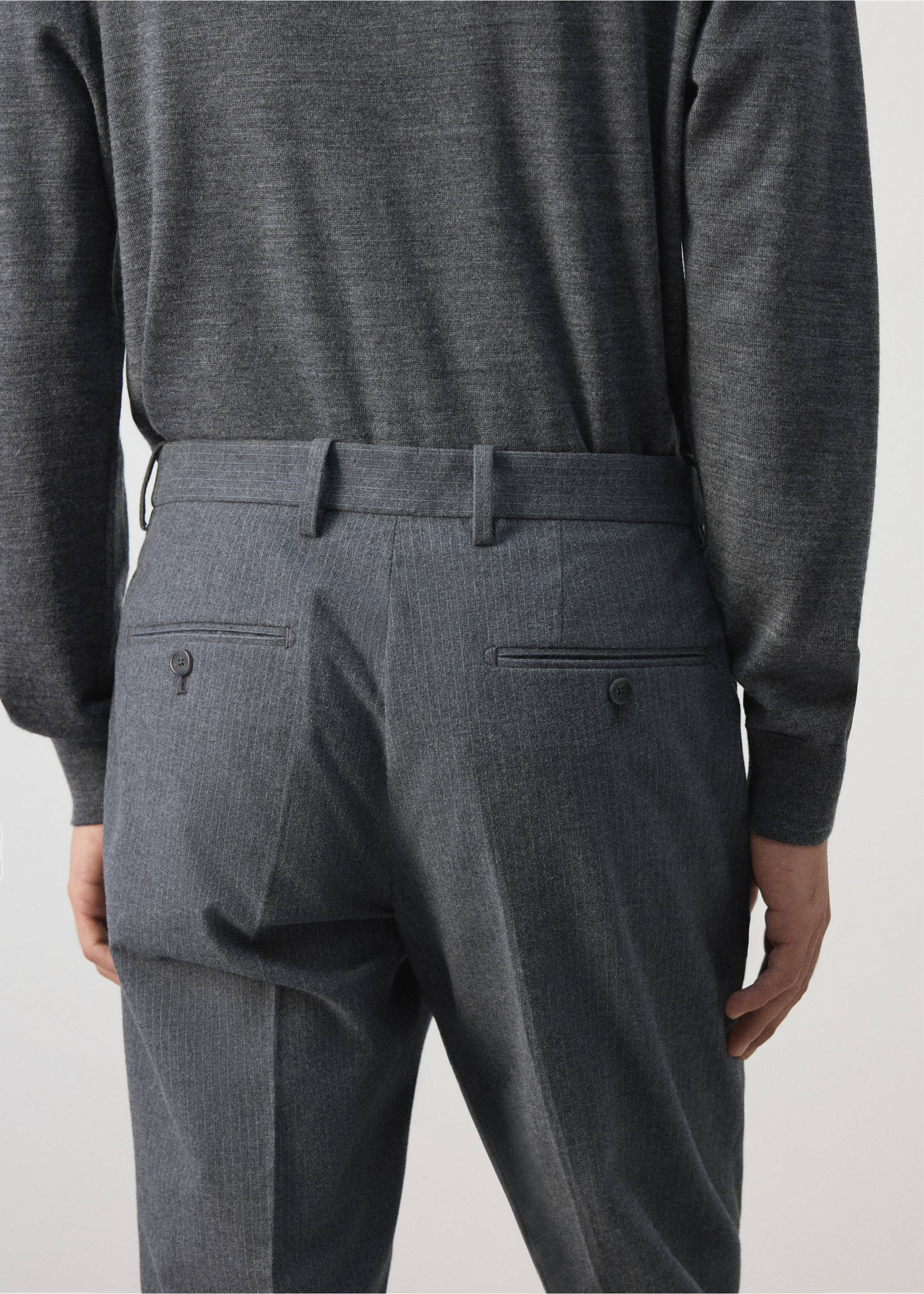Pantalon flanelle regular-fit - Détail de l'article 4, Gris chiné clair. Ref: 37007887-00.