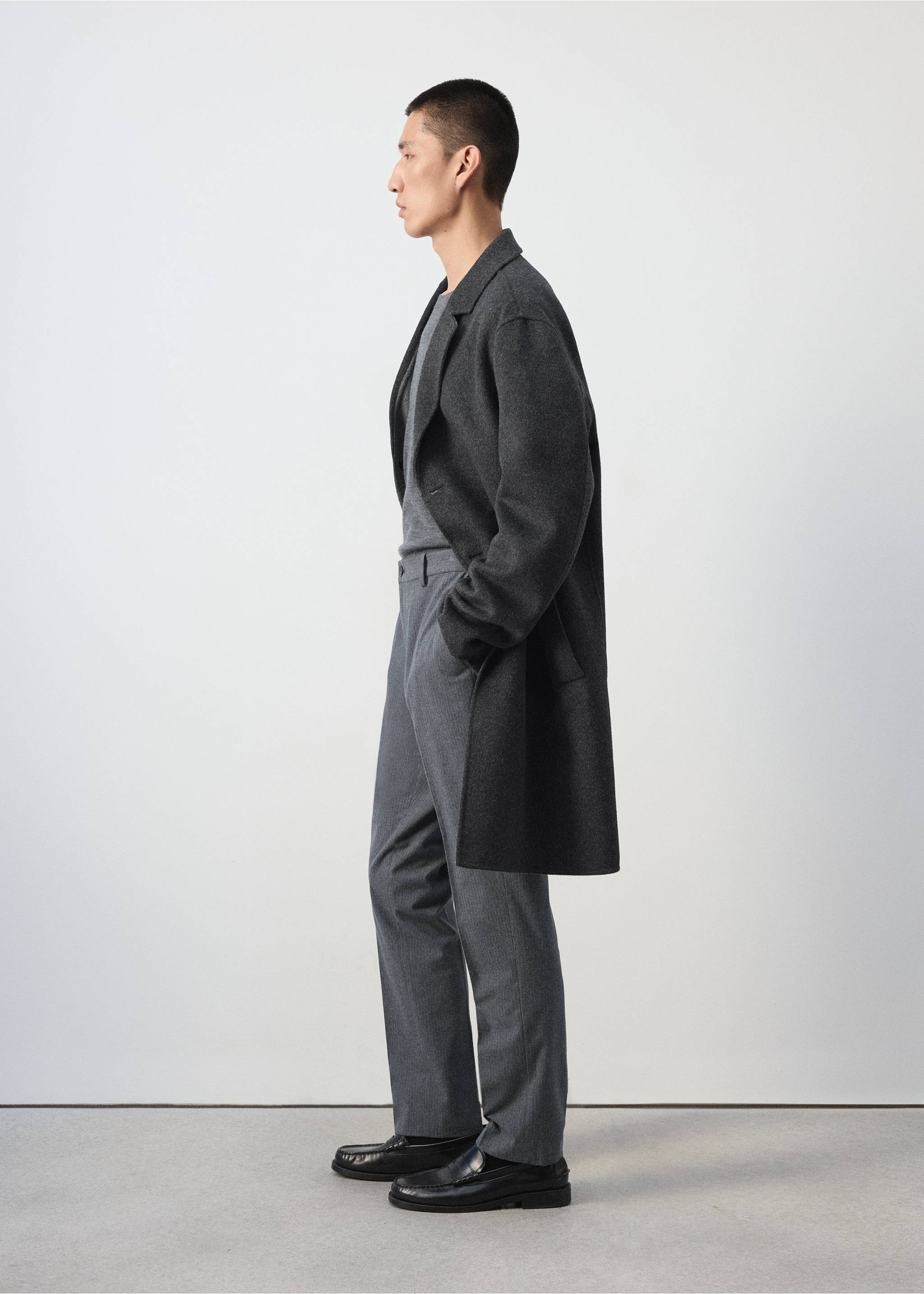 Pantalon flanelle regular-fit - Détail de l'article 2, Gris chiné clair. Ref: 37007887-00.