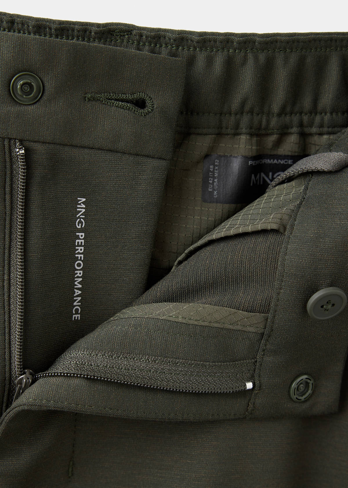 Slim-fit thermoregulating wool-blend trousers — Khaki
